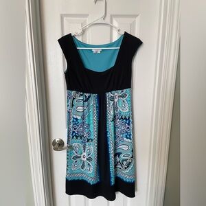 London Times Black and Teal Dress